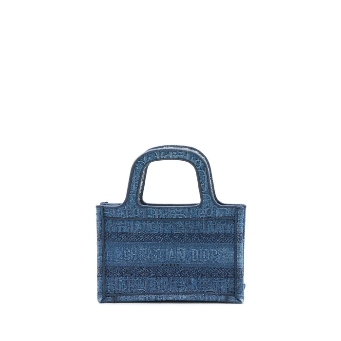 DIOR MINI BOOK TOTE DENIM BLUE OBLIQUE