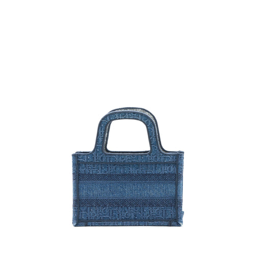 DIOR MINI BOOK TOTE DENIM BLUE OBLIQUE