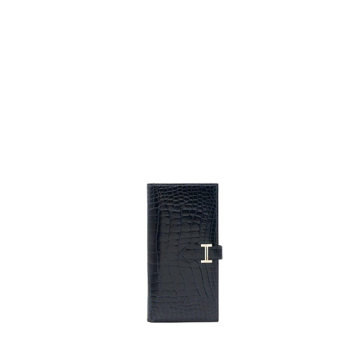 HERMES ALLIGATOR BEARN WALLET BLUE MARINE SHW