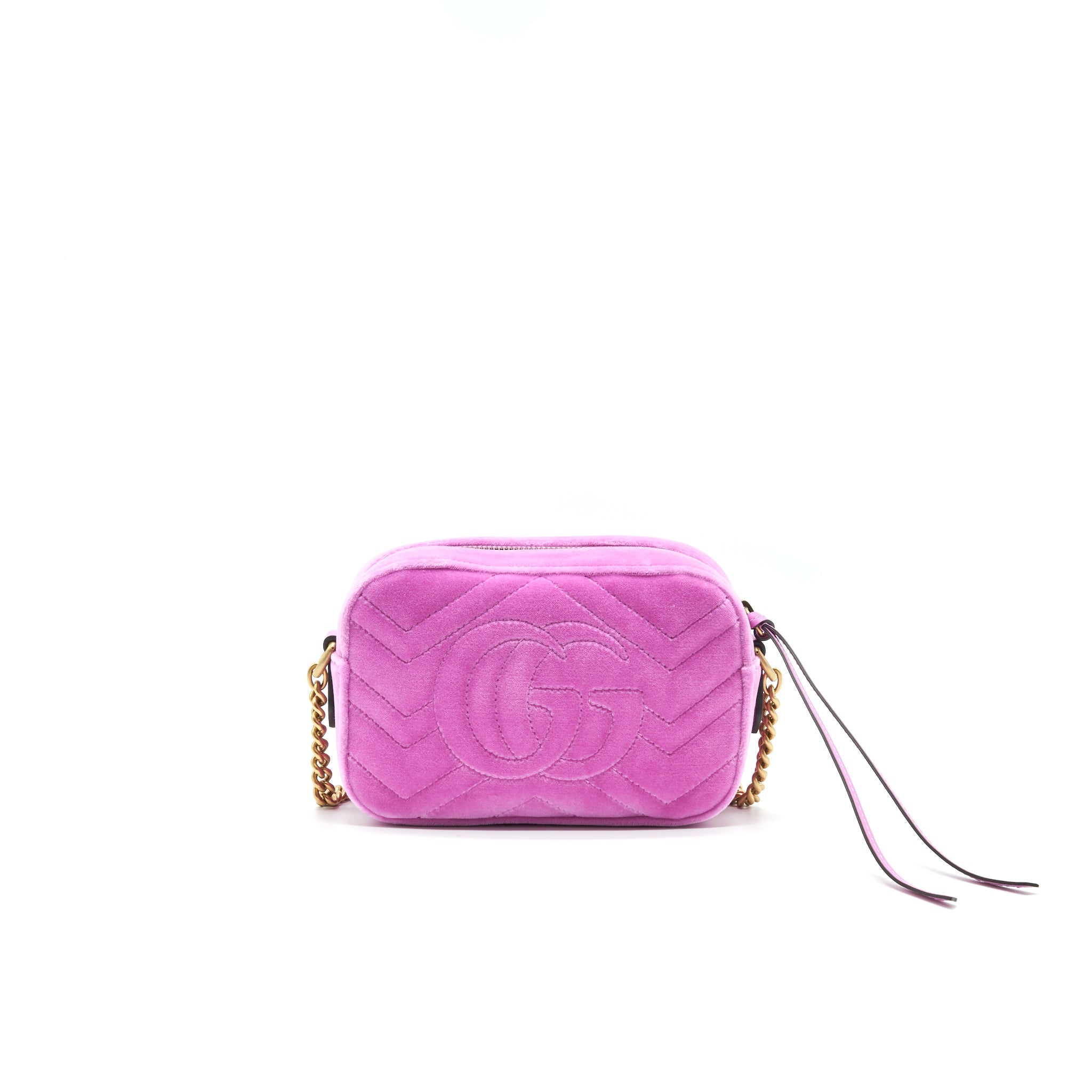 GUCCI VELVET MINI MARMONT CAMERA BAG PINK