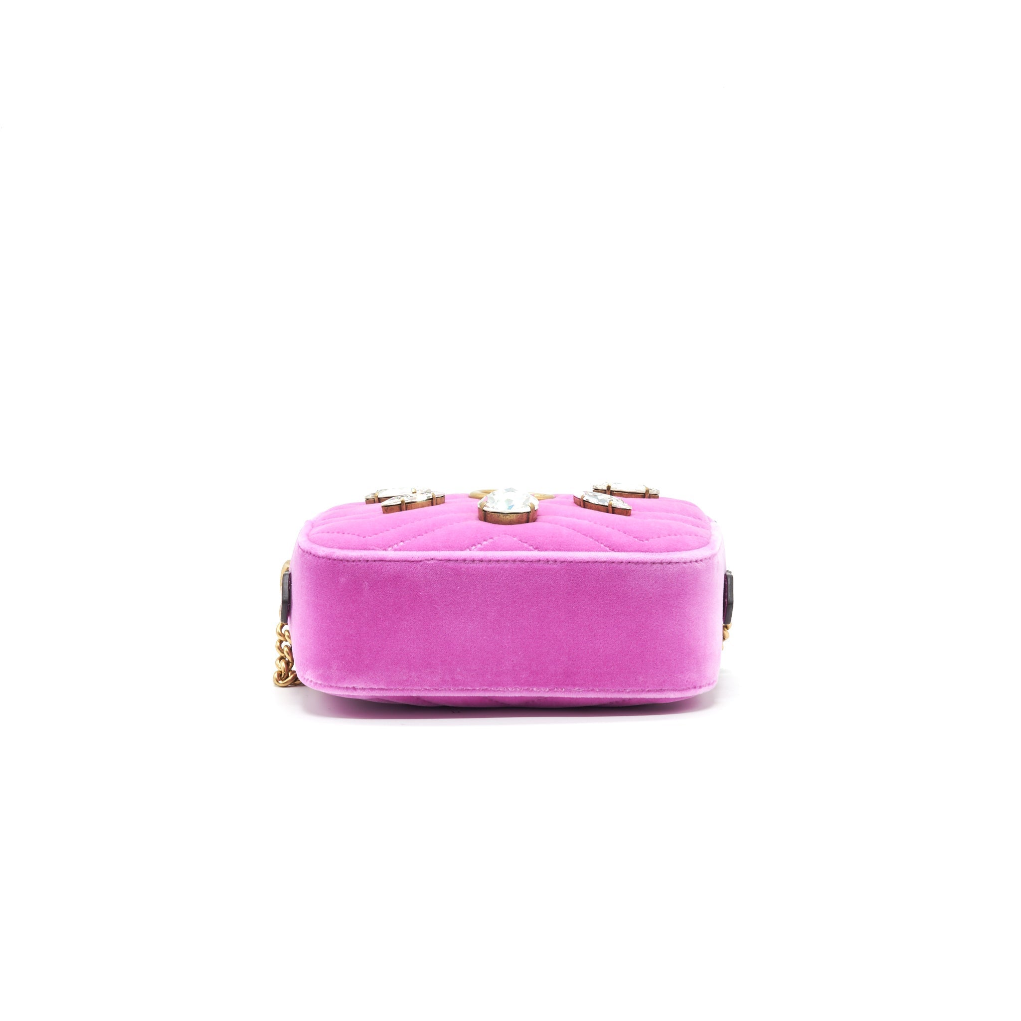 GUCCI VELVET MINI MARMONT CAMERA BAG PINK