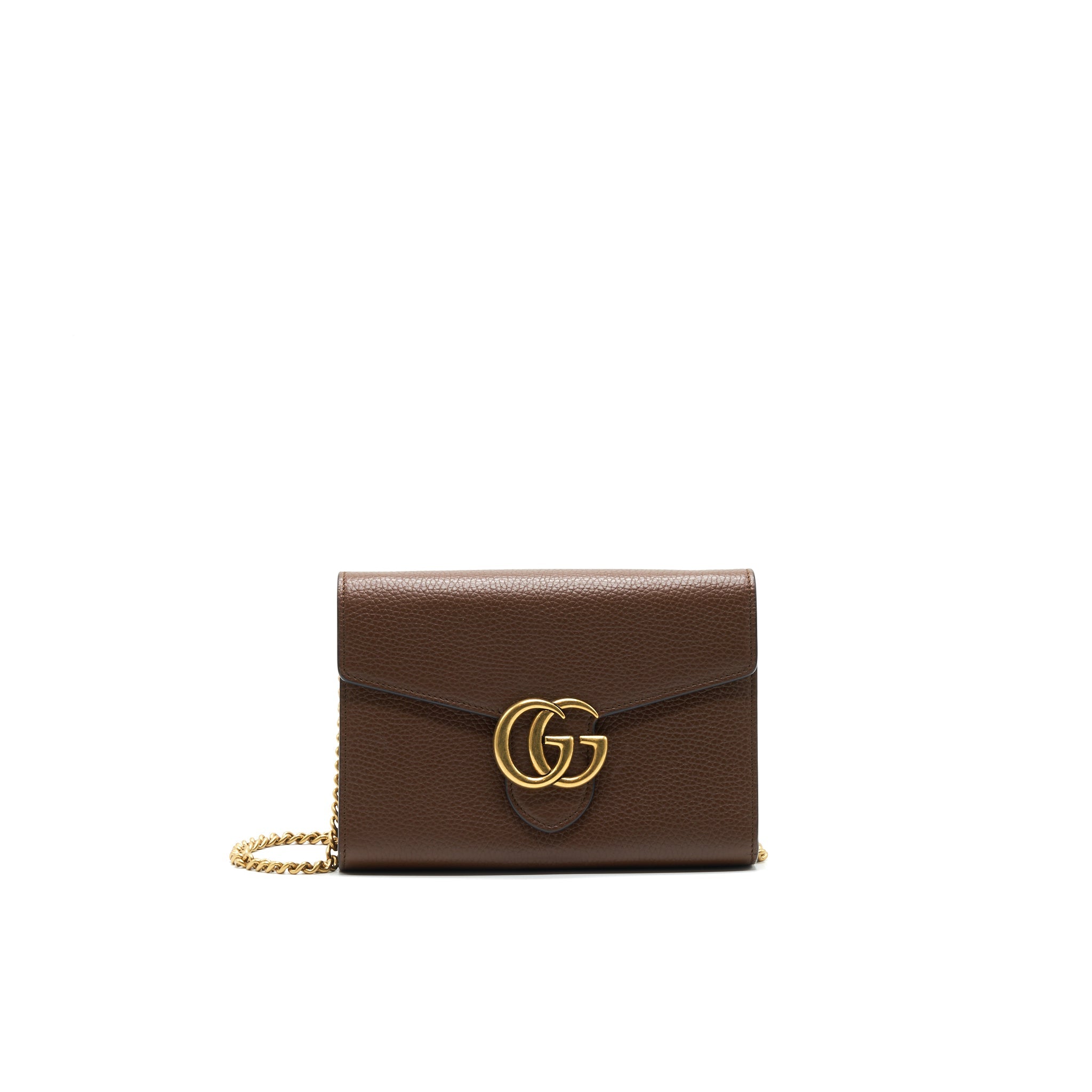 GUCCI GG MARMONT CHAIN WALLETS BROWN