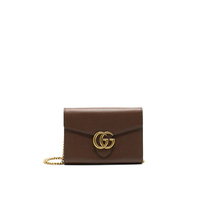 GUCCI GG MARMONT CHAIN WALLETS BROWN