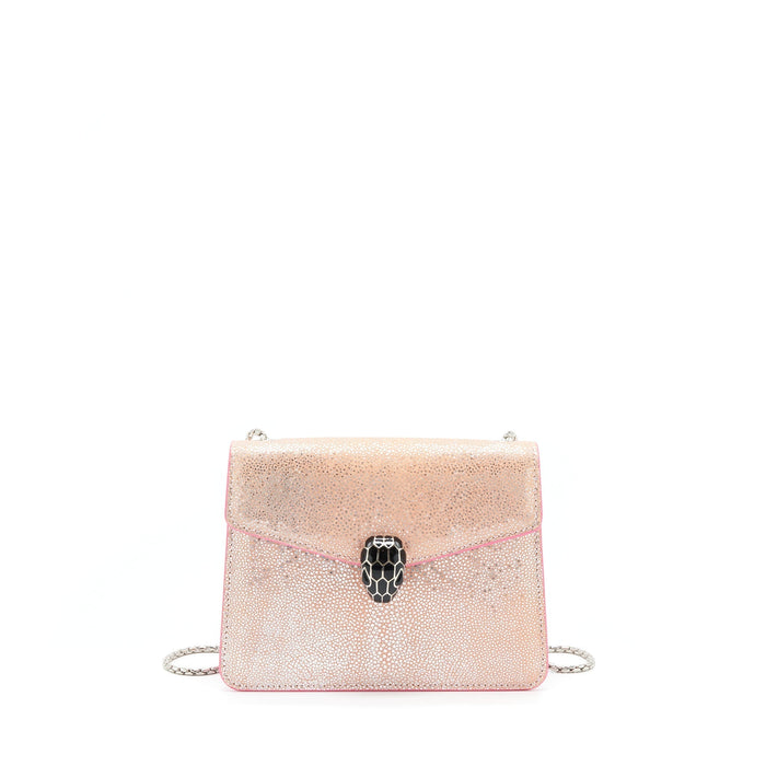 BVLGARI SERPENTI FOREVER BAG ROSA DI FRANCIA CRYSTAL GALUCHAT