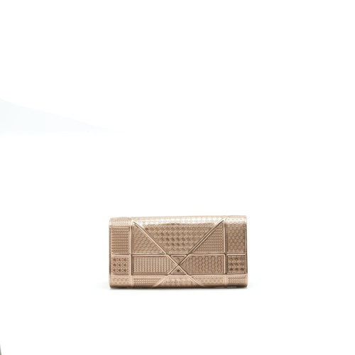 DIOR DIORAMA METALLIC PINK WALLET WITH CHAIN