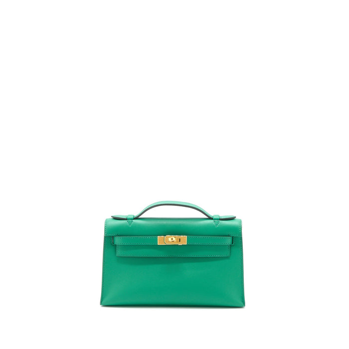 HERMES KELLY POCHETTE SWIFT U4 VERT VERTIGO GHW