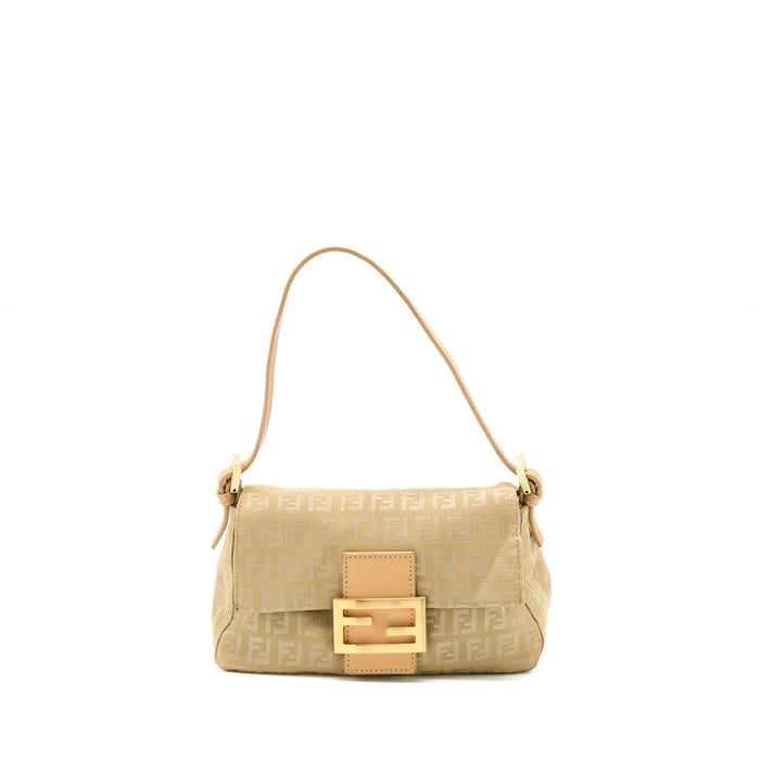 FENDI MINI MAMMA BAGUETTE CANVAS BEIGE GHW