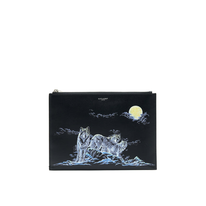 SAINT LAURENT WOLF DOCUMENT HOLDER