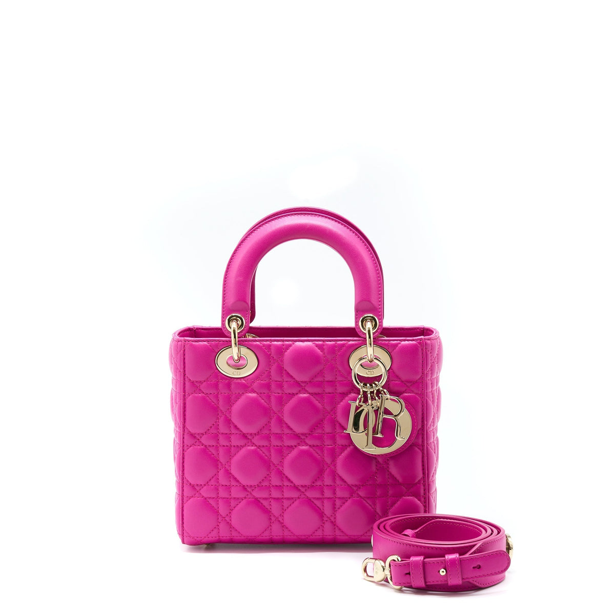 DIOR SMALL LADY DIOR LAMBSKIN PINK GHW