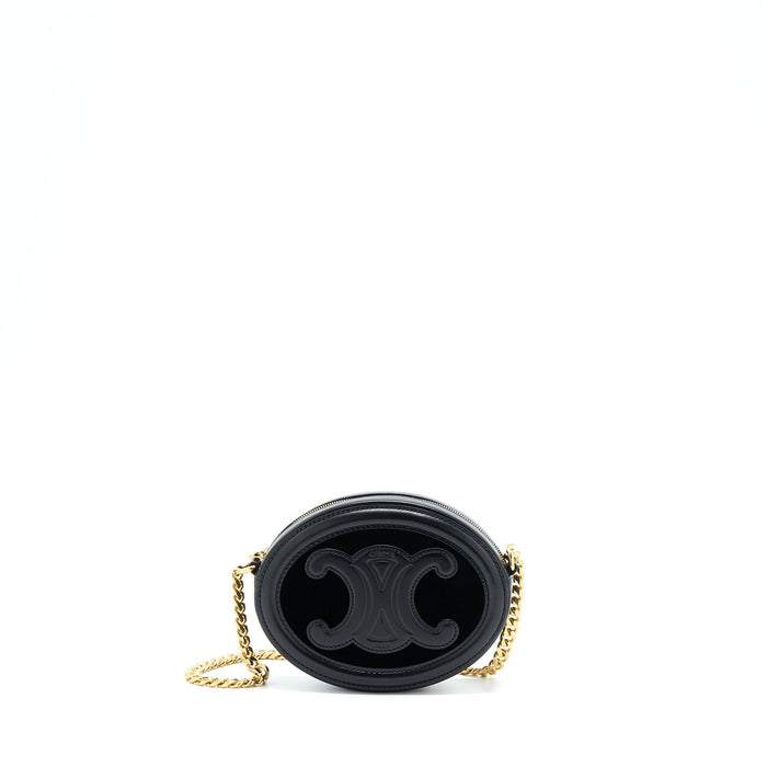 CELINE OVAL BAG CUIR TRIOMPHE CALFSKIN/VELVET WITH CHAIN GHW