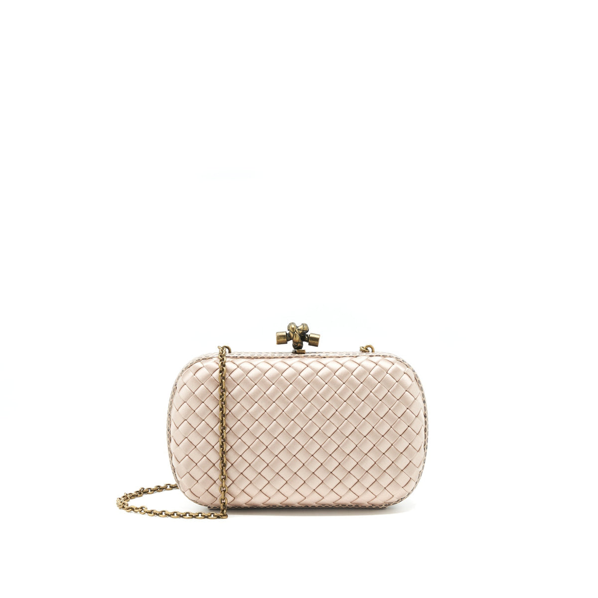 BOTTEGA VENETA STRETCH KNOT CLUTCH BEIGE/ LIGHT BROWN