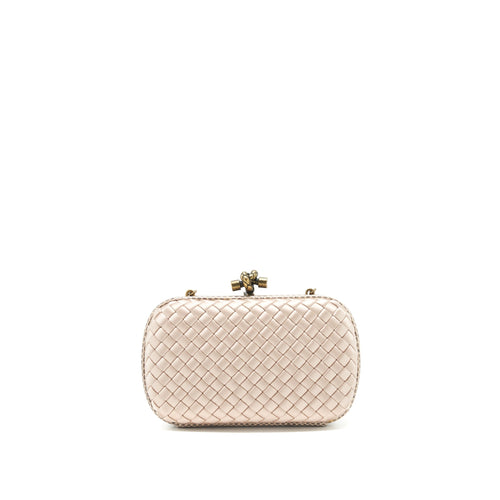 BOTTEGA VENETA STRETCH KNOT CLUTCH BEIGE/ LIGHT BROWN
