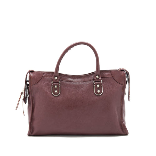 BALENCIAGA SMALL CITY EDGE BURGUNDY SHW