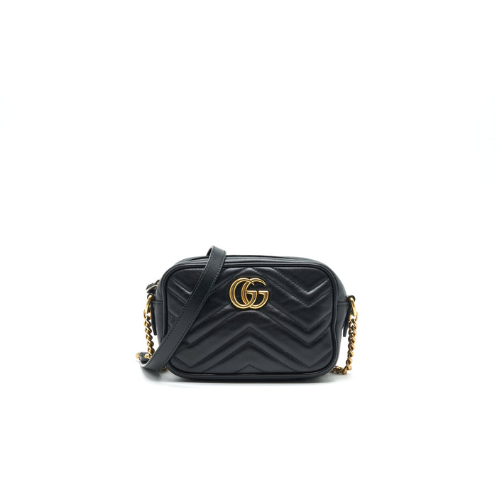 GUCCI GG MARMONT MINI CAMERA BAG BLACK GHW