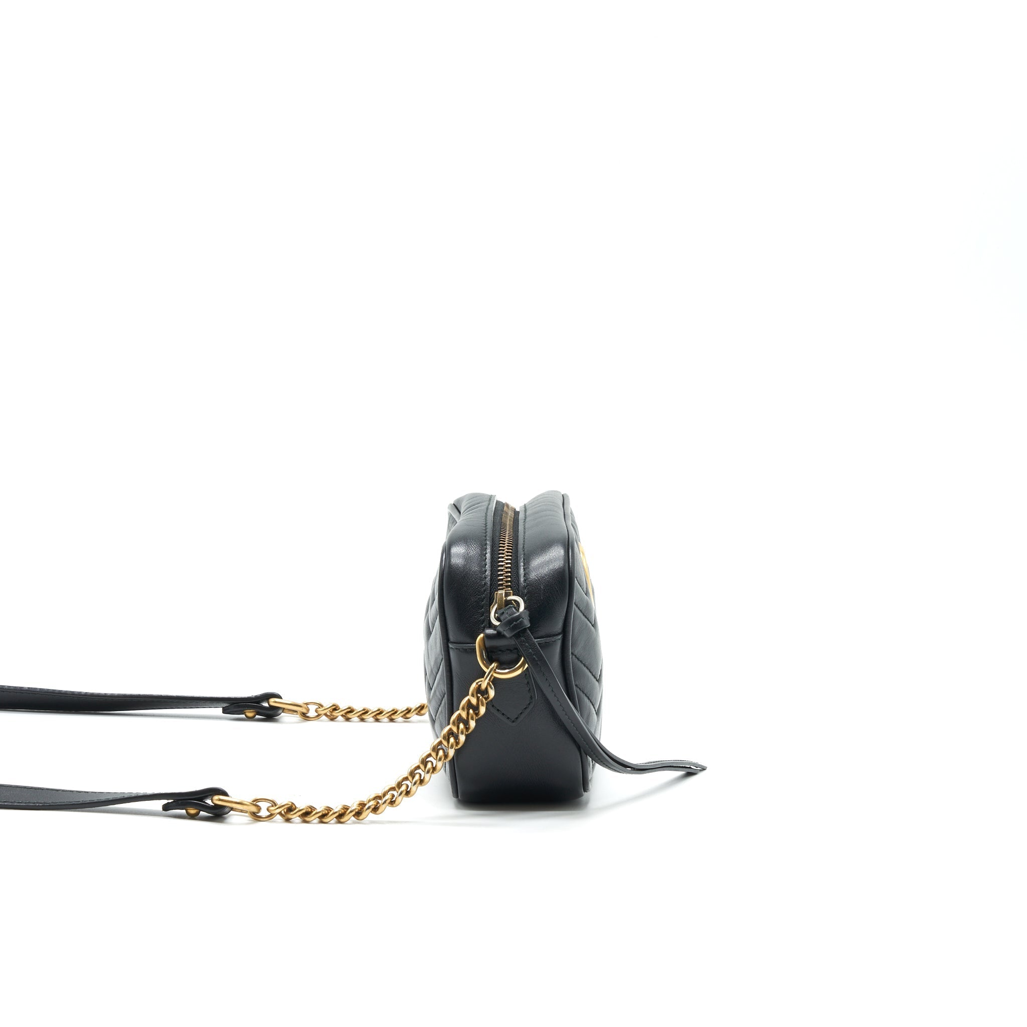 GUCCI GG MARMONT MINI CAMERA BAG BLACK GHW