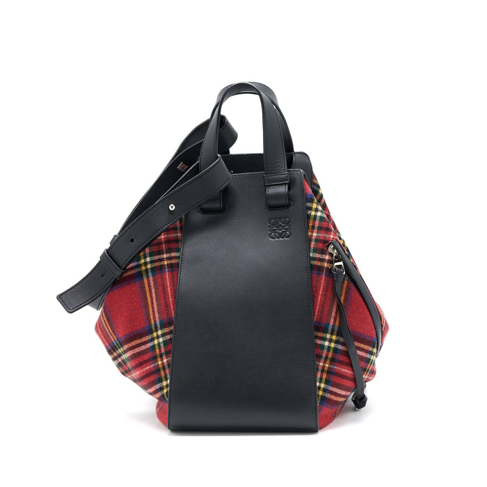 LOEWE HAMMOCK TARTAN BAG BLACK/RED TARTAN CALF/TEXTILE SHW