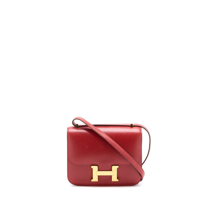 HERMES VINTAGE MINI CONSTANCE BOX LEATHER RED GHW
