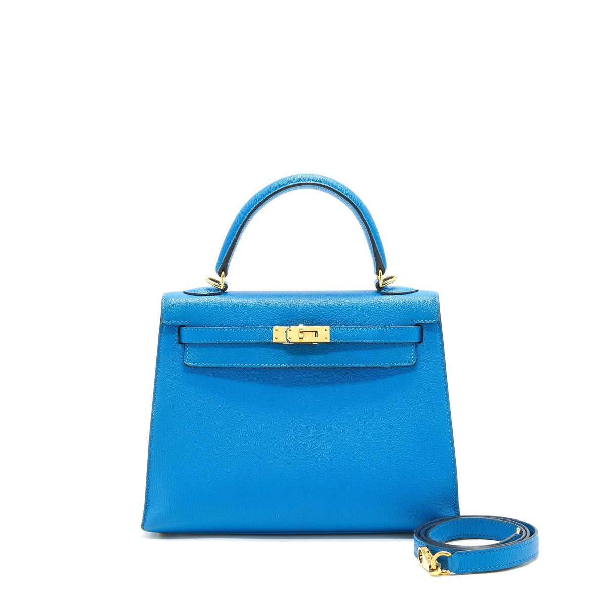 HERMES KELLY 25 BLUE ZANZIBAR GHW