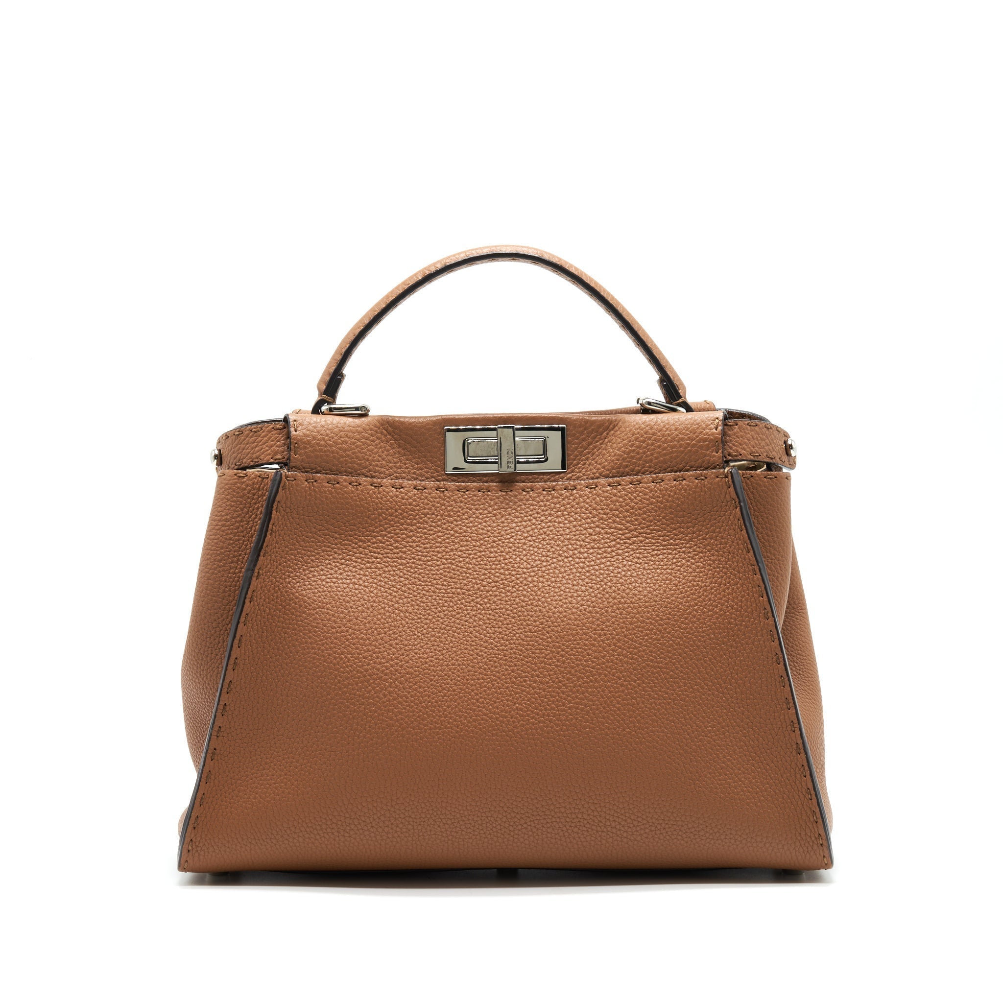 FENDI MEDIUM PEEKABOO BAG IN ROMANO LEATHER CARAMEL SHW