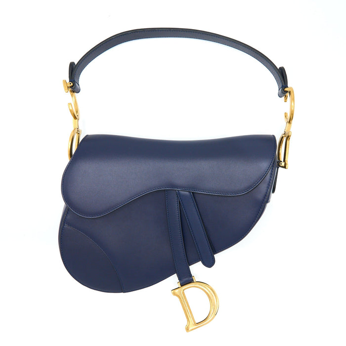 DIOR MEDIUM SADDLE BAG SMOOTH CALFSKIN NAVY GHW