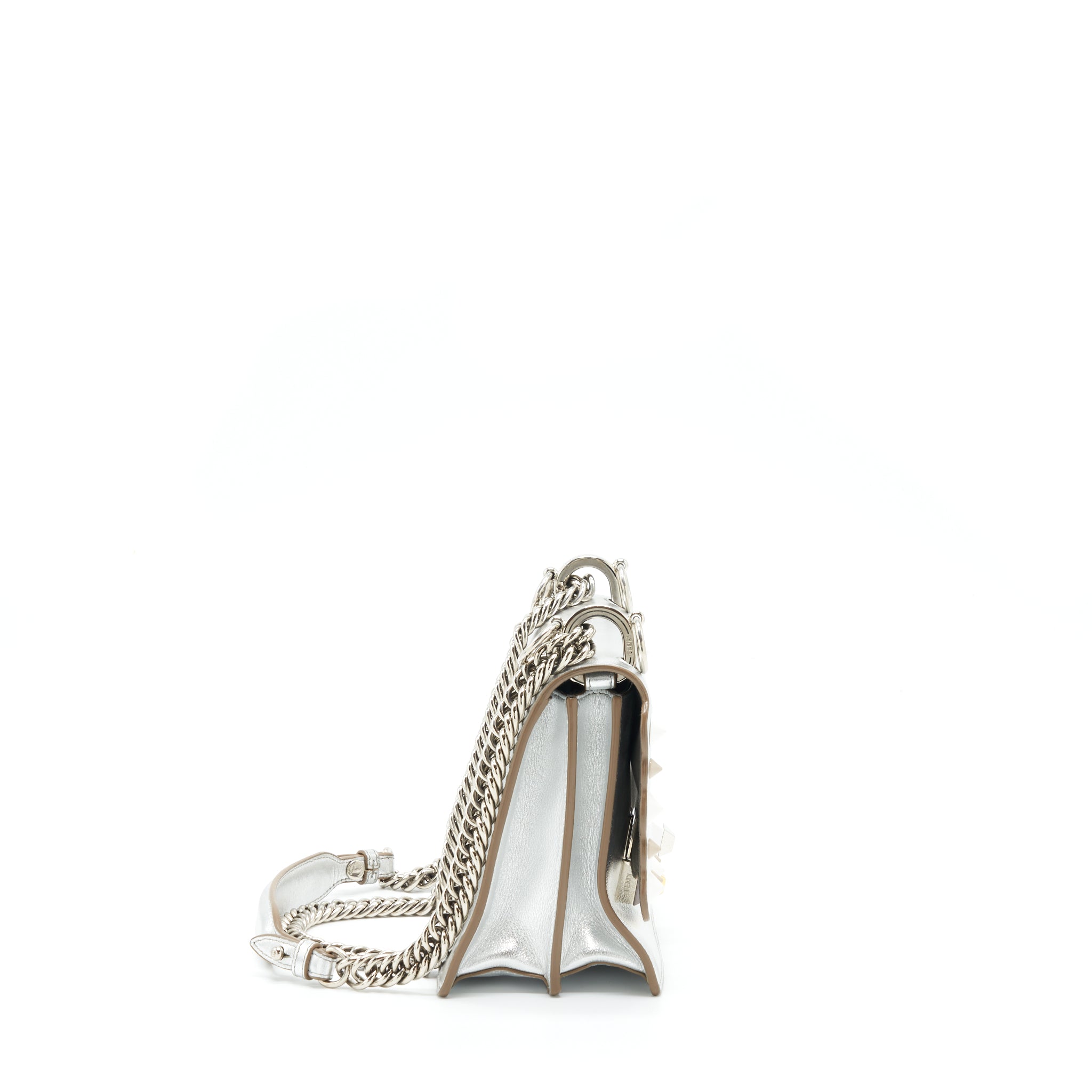 FENDI KAN I BAG METALLIC SLIVER/MULTICOLOR WITH GOLD AND SILVER HARDWARE