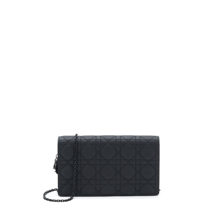 DIOR LADY DIOR POUCH ULTRAMATTE CANNAGE CALFSKIN BLACK HARDWARE