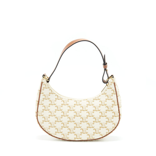 CELINE AVA BAG TRIOMPHE CANVAS AND LEATHER WHITE GHW