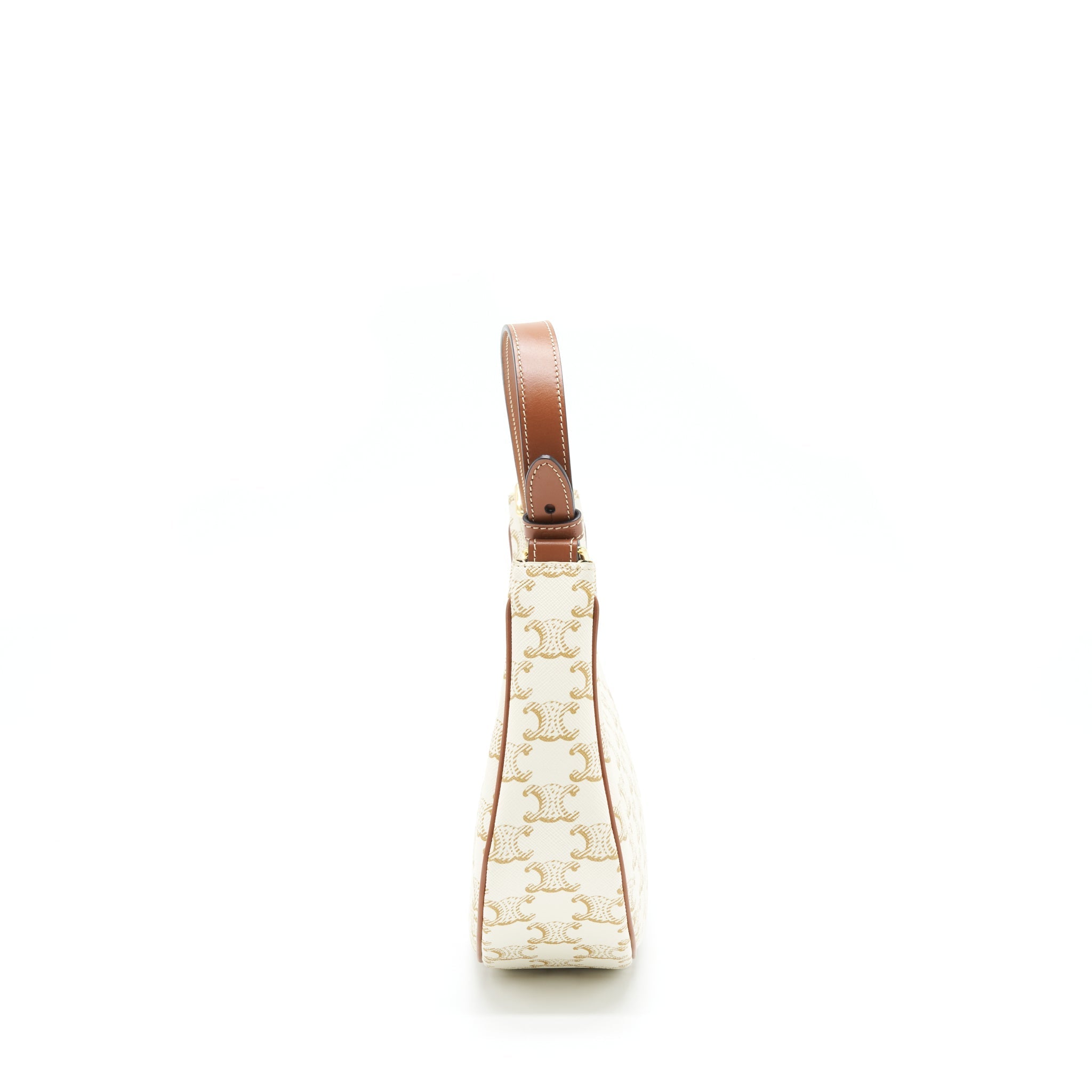 CELINE AVA BAG TRIOMPHE CANVAS AND LEATHER WHITE GHW