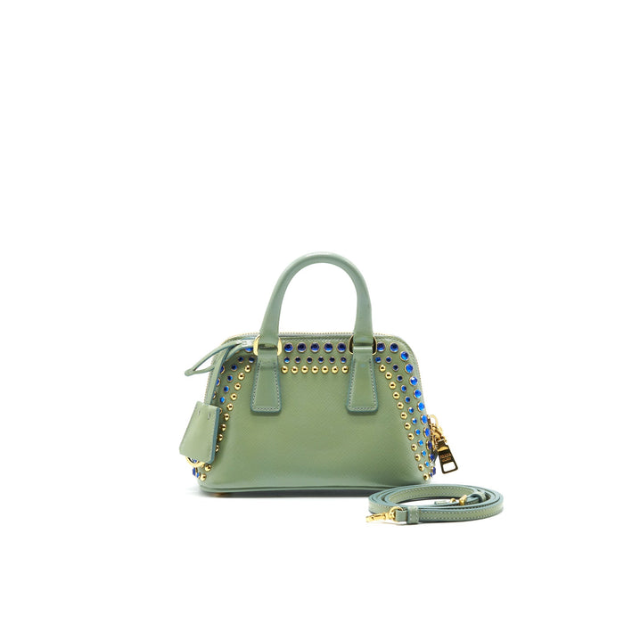 PRADA SAFFIANO MINI CROSSBODY BAG LIGHT GREEN