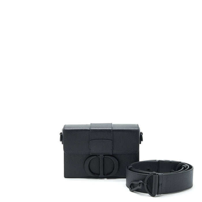 DIOR 30 MINI MONTAIGN BOX GRAINED CALFSKIN BLACK WITH BLACK HARDWARE