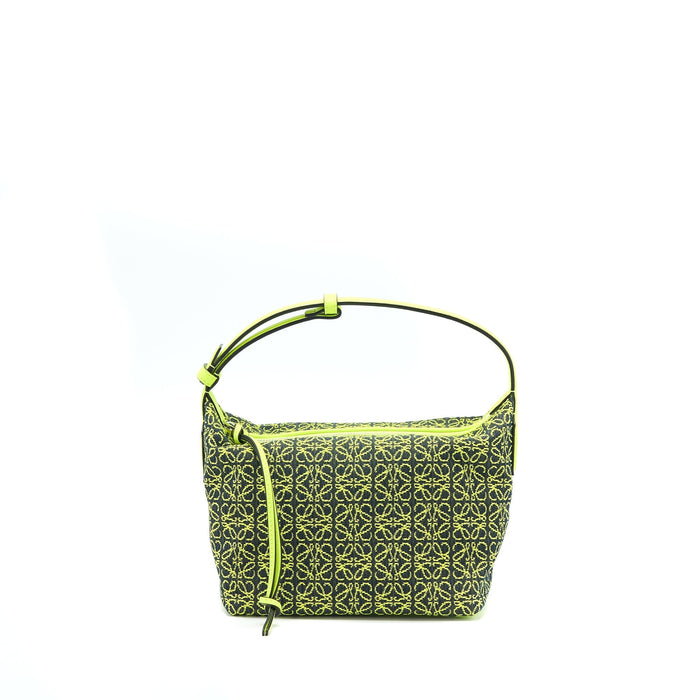 LOEWE SMALL CUBI BAG ANAGRAM JACQUARD CANVAS/LEATHER AMARILLO SHW