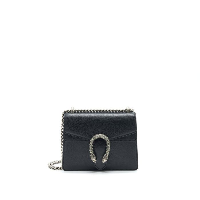 GUCCI BLACK LEATHER DIONYSUS MINI BAG WITH SHW