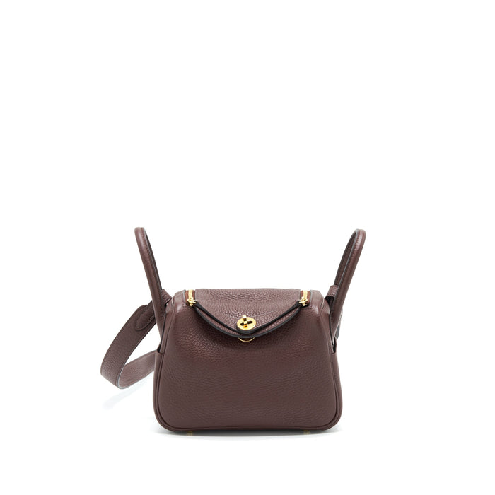 HERMES MINI LINDY 41 HAVANA GHW