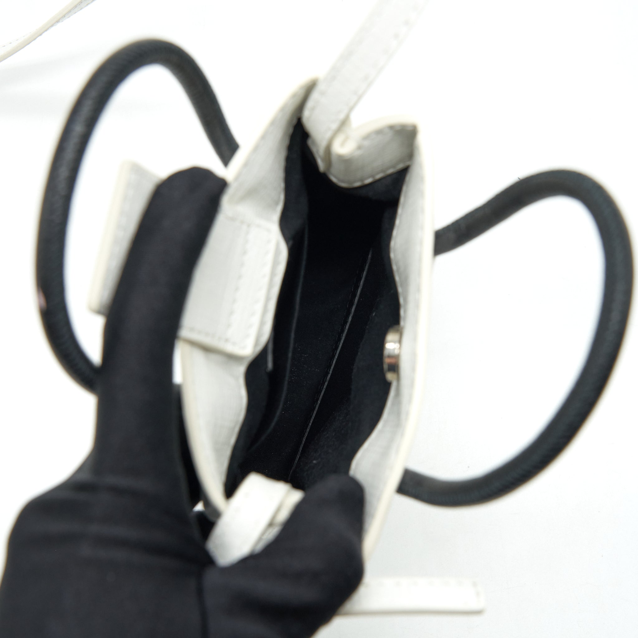 BALENCIAGA MINI SHOPPING PHONE POUCH WHITE SHW
