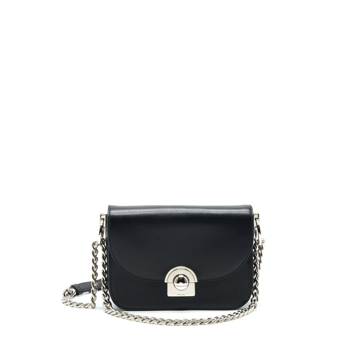 PRADA PATTINA IN GLACE BAG CALFSKIN BLACK SHW