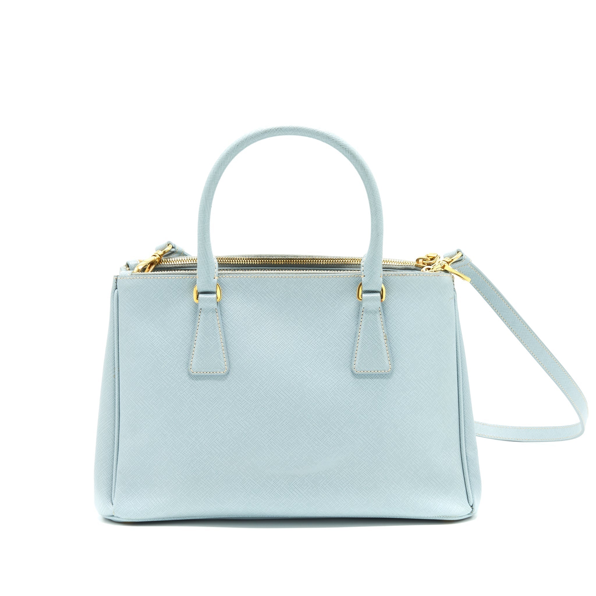 PRADA SMALL SAFFIANO LEATHER TOTE BAG LIGHT BLUE GHW