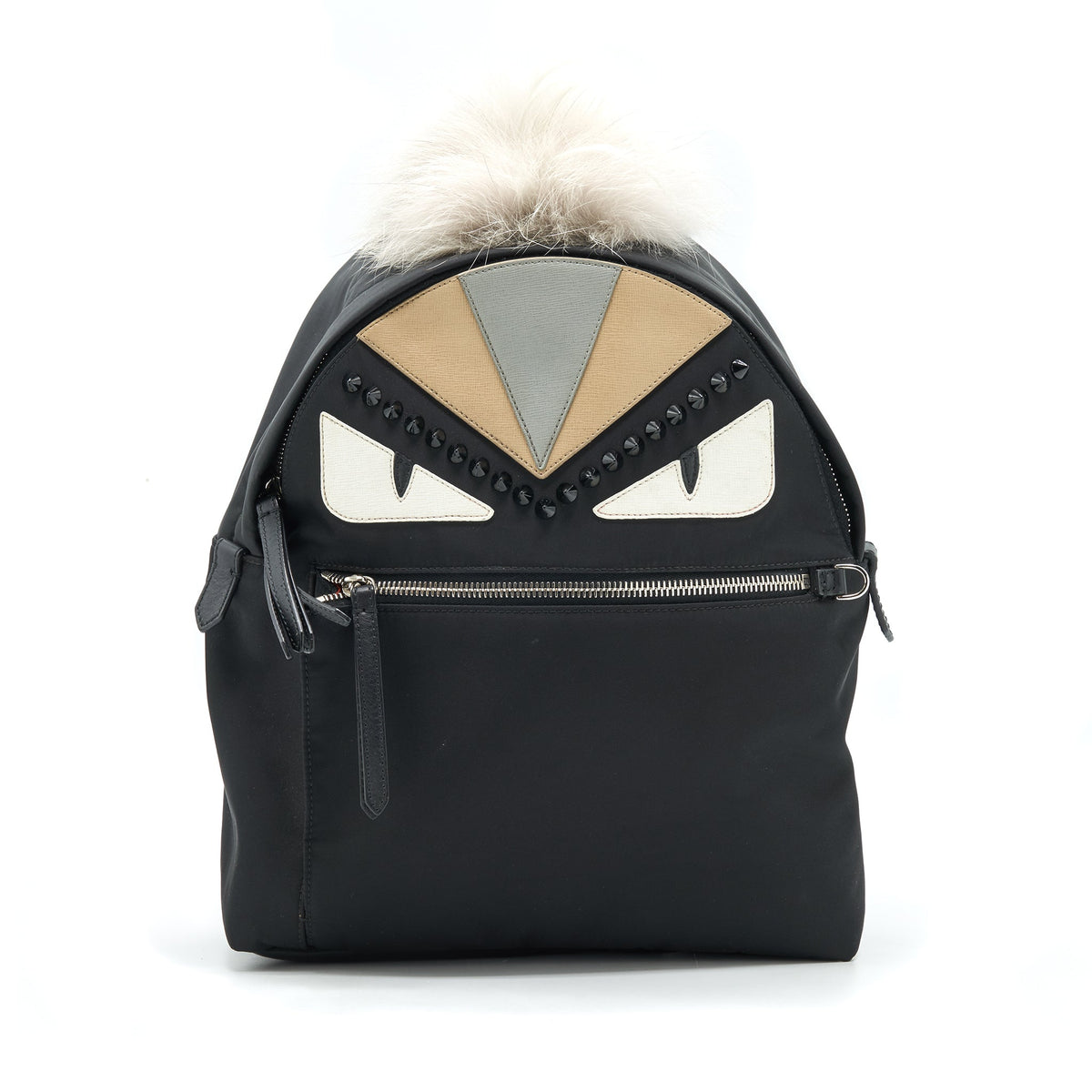 FENDI MONSTER BACKPACK IN BLACK WITH FUR