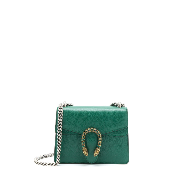 GUCCI DIONYSUS GG CALFSKIN GREEN RUTHENIUM HARDWARE