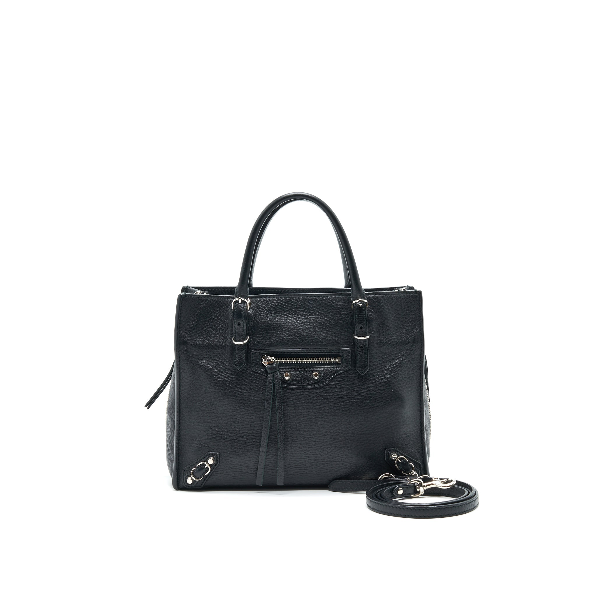 BALENCIAGA PAPIER MINI A4 CLASSIC STUDS BAG LEATHER MINI BLACK