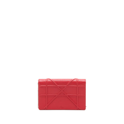DIOR DIORAMA WALLET ON CHAIN CALFSKIN RED SHW