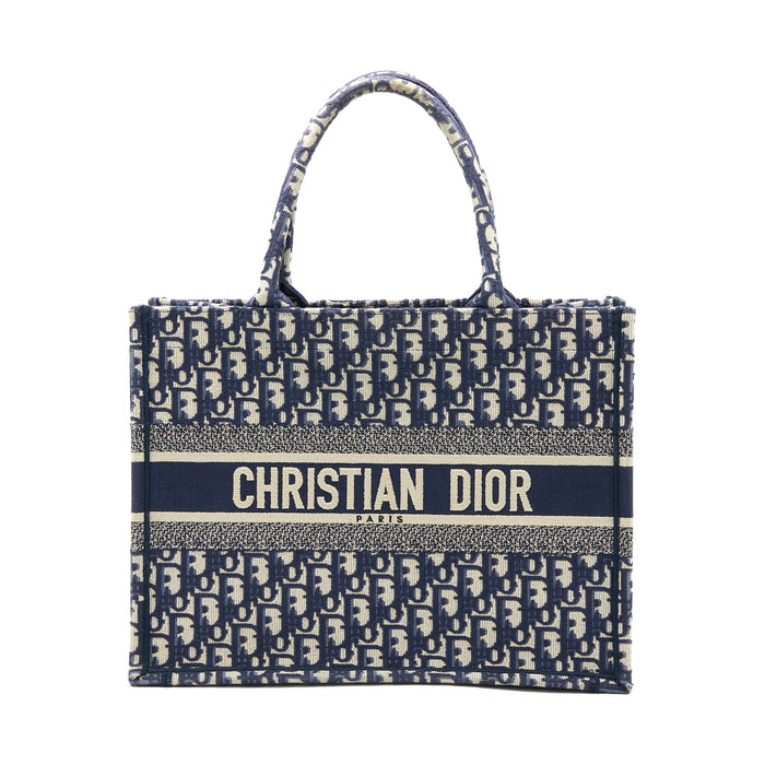DIOR MEDIUM BOOK TOTE OBLIQUE EMBROIDERY BLUE