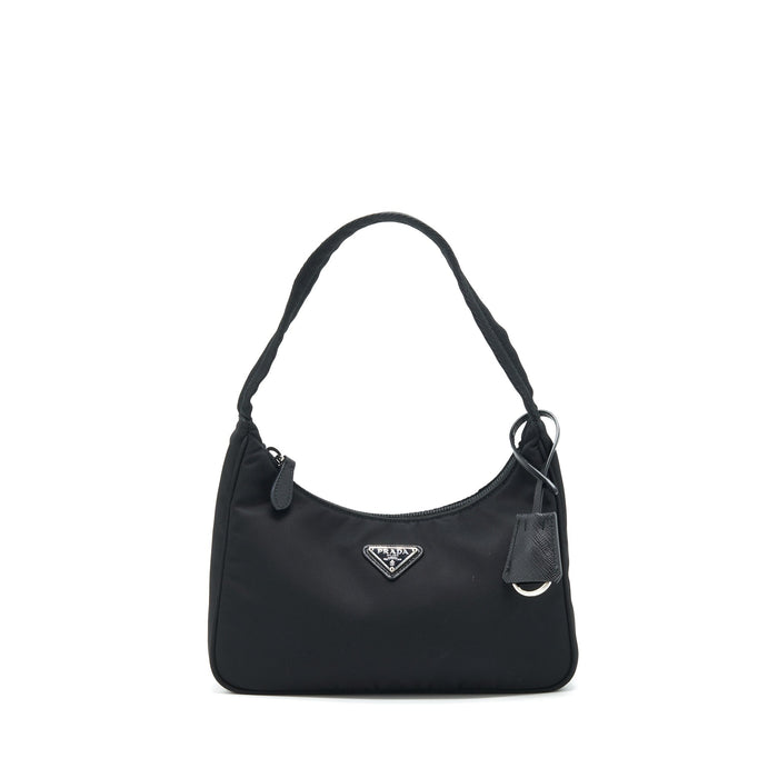 PRADA NYLON MINI TESSUTO SHOULDER BAG BLACK SHW