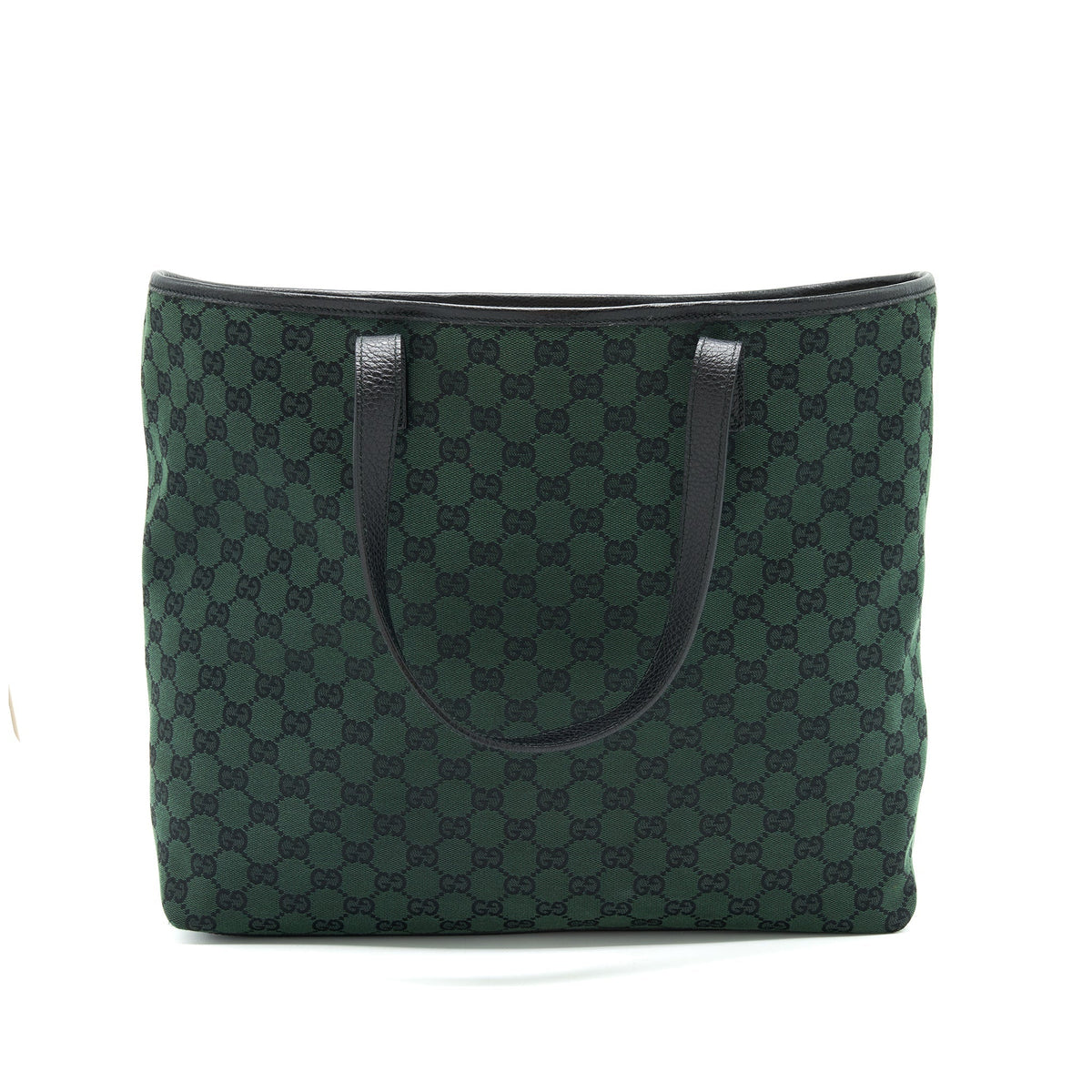 GUCCI GG CANVAS SHOPPING BAG DARK GREEN / BLACK