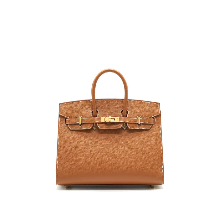HERMES BIRKIN 25 SELLIER GOLD WITH GHW EPSOM LEATHER