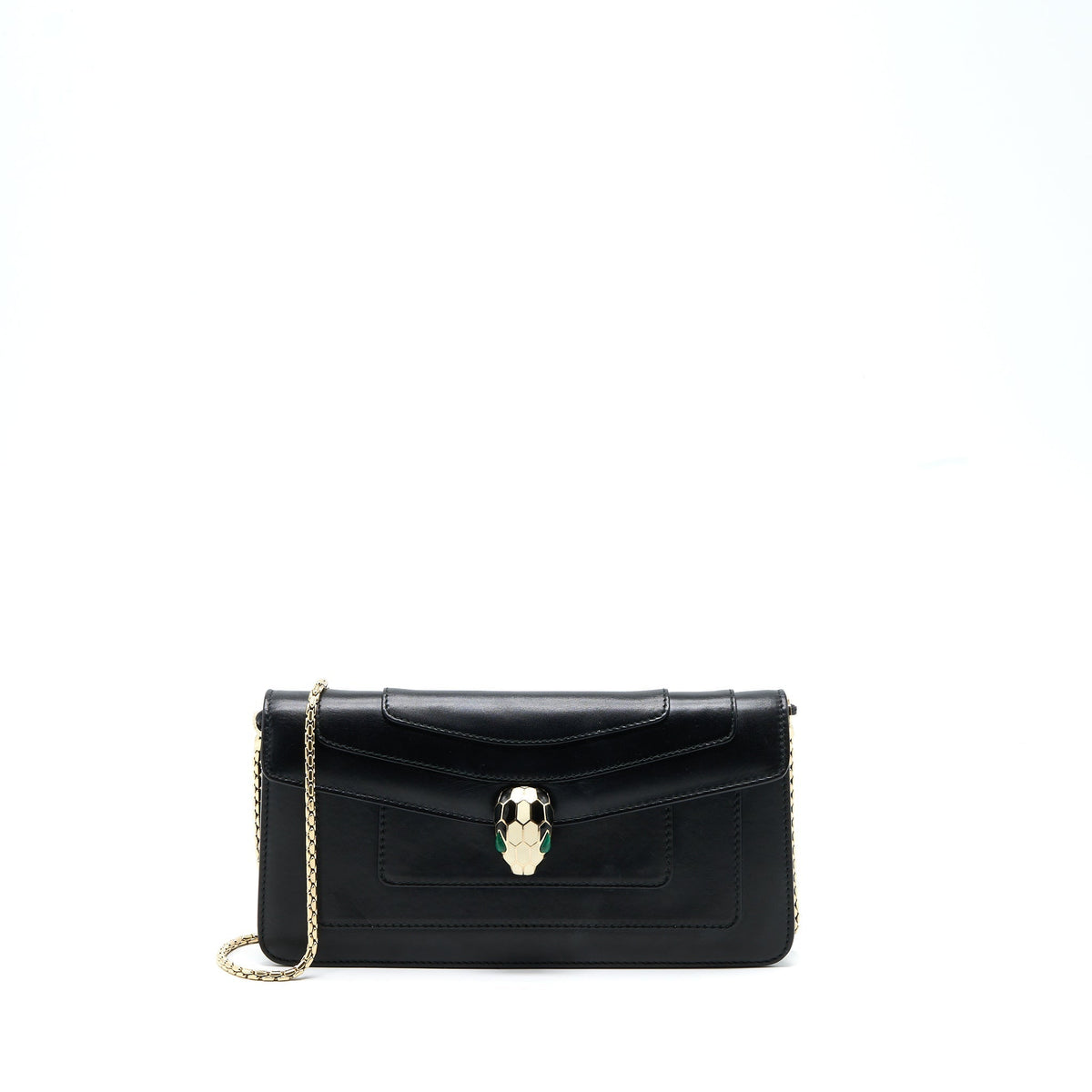 BVLGARI SERPENTI CLUTCH WITH CHAIN CALFSKIN BLACK GHW