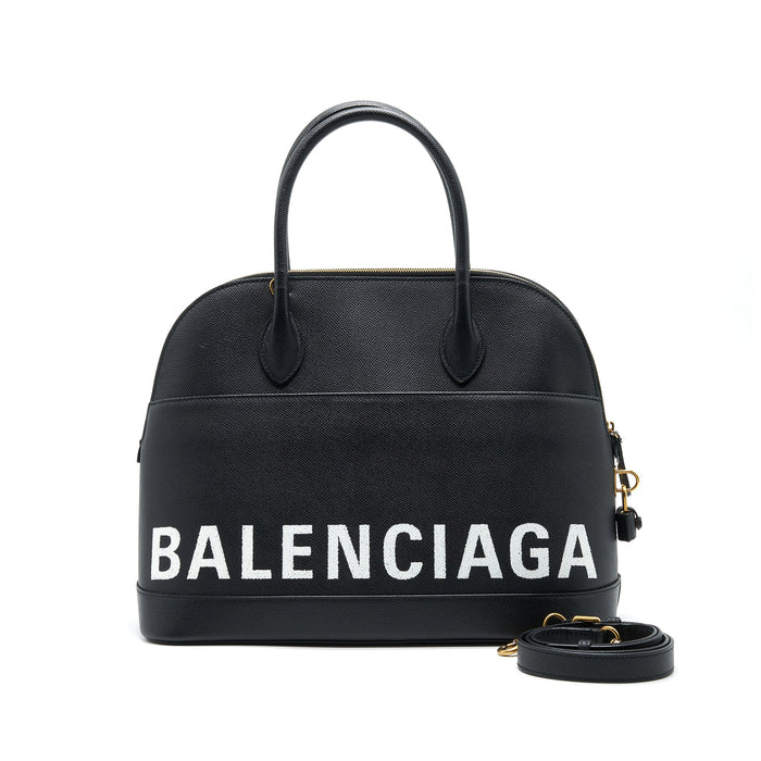 BALENCIAGA LARGE VILLA TOP HANDLE TOTE BAG BLACK
