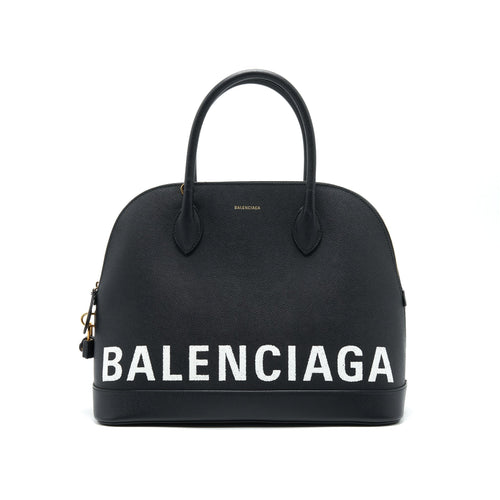 BALENCIAGA LARGE VILLA TOP HANDLE TOTE BAG BLACK