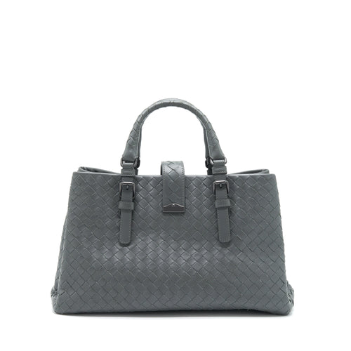 BOTTEGA VENETA ROMA TOTE BAG DARK GREY RUTHENIUM SLIVER HARDWARE