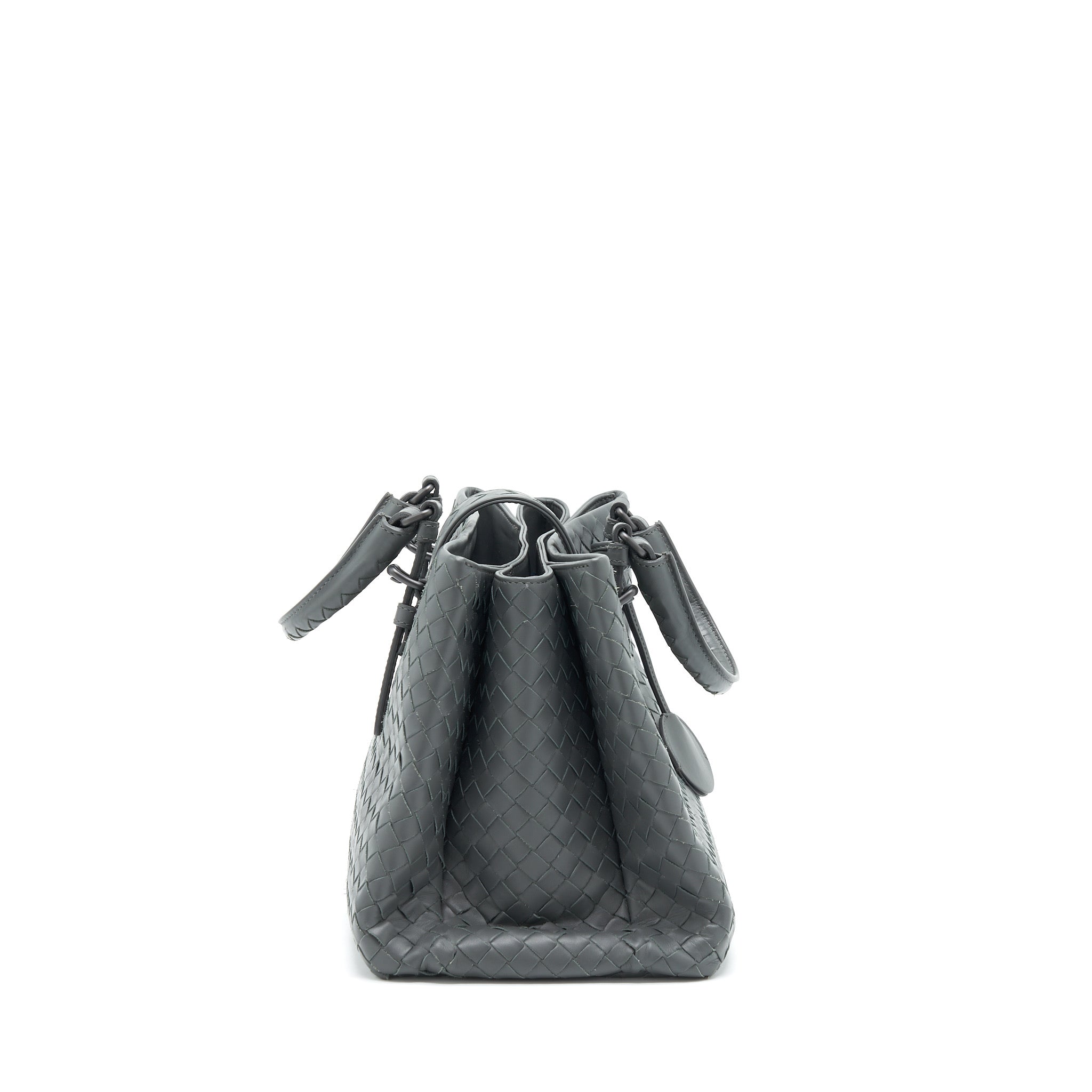 BOTTEGA VENETA ROMA TOTE BAG DARK GREY RUTHENIUM SLIVER HARDWARE