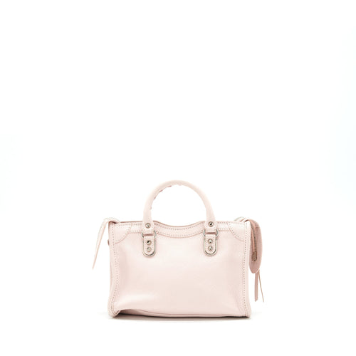 BALENCIAGA NANO CLASSIC METALLIC EDGE CITY BAG LIGHT PINK SHW